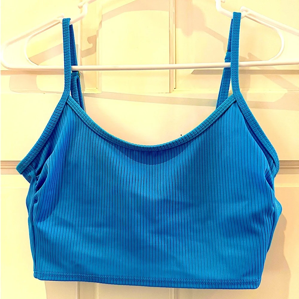 Wild Fable Ribbed Longline Bikini Top Blue S 4-6